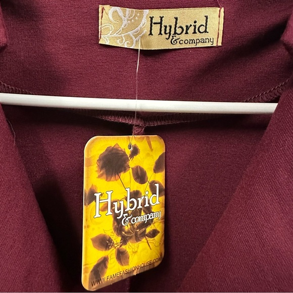 Hybrid and Co Burgundy Peplum Shoulder Pad 1 Button Stretch Blazer Plus Size 2X - Picture 9 of 10